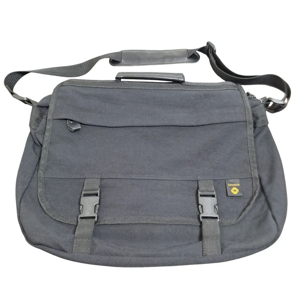 Samsonite Messenger Bag Unisex Large Black Vintage 1993 Performa Packs Canvas
